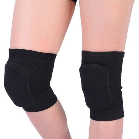 Genouillères de sport anti-collision et antidérapantes avec revêtement en mousse, manchons de compression pour la danse, noir, taille S (1/5)