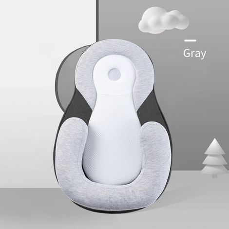 Oreiller de soutien pour la tête de bébé (gris), oreiller de modelage pour nouveau-né, oreiller pour dormir sur le côté (1/3)