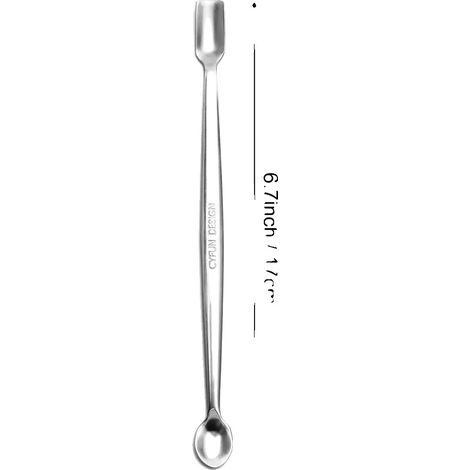 Cucharas hechas a mano, con dos cabezales, de acero inoxidable, 1 unidad, color plata. (1/2)