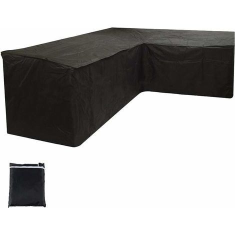 L-Shaped Protective Cover for Garden Furniture, Patio, Waterproof, Windproof, with Storage Bag for Outdoor (Black, 300 x 300 x 98cm) (1/5)