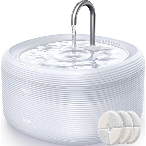 Fontaine à Eau pour Chat 3,2L, Forme de Robinet Distributeur Silencieux avec Lumière LED, 2 Modèles de Débit d'Eau, Design Élégant, 3 Filtres Inclus (1/5)