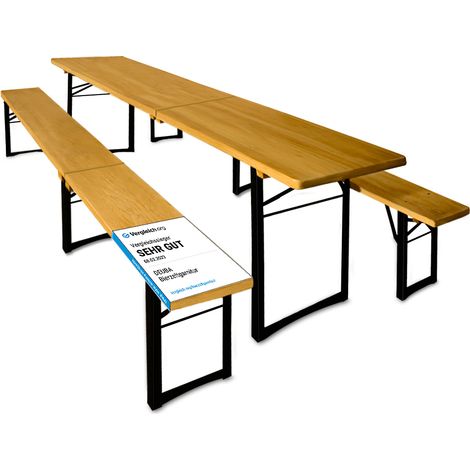 Tavolo birreria e panche 3 pezzi legno 220cm pieghevole (1/5)