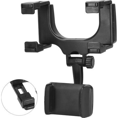 Support téléphone voiture rétroviseur, support rotatif 360° pour smartphone 3-6,5 pouces, accessoire auto robuste. (1/5)