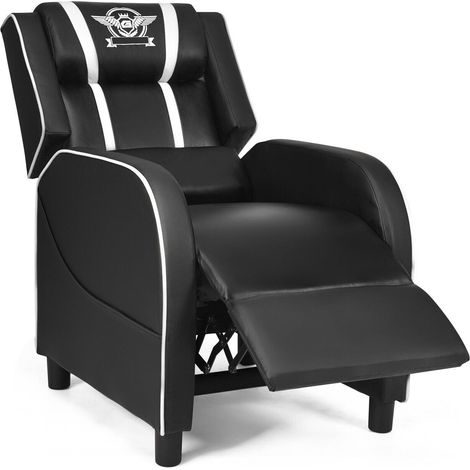 Gaming Recliner Chair PU Leather Single Recliner Sofa Adjustable w/ Footrest (1/5)