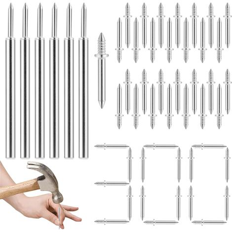 300PCS Clous sans Couture à Double Tête pour Plinthes, Clou à Double Tête pour Plinthes sans Traces, Vis de Sécurité Invisibles, Clous en Corne de Mouton pour Fil de Plinthe Sans Soudure (1/5)