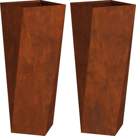 Jardinière 2 pcs Bac à fleurs Rouillé 30 x 30 x 75 cm (1/5)