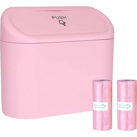 Car Bin, Car Accessory, Car Organizer, Interior Car Accessory, Car Gadget, Small Car Bin with Lid, Hanging Storage Box for Car (Pink) (1/5)