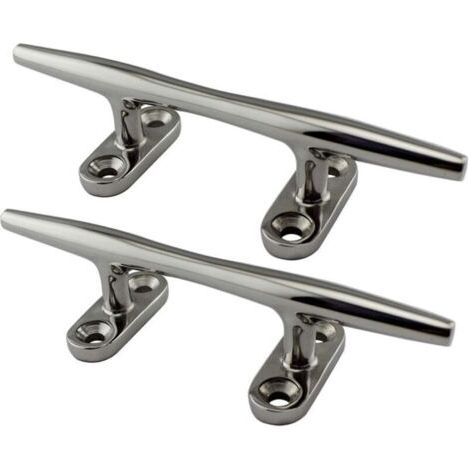 Pair Lot de 2 taquets à base creuse en acier inoxydable 316 de 125 mm pour bateau, quai, corde, crampons à base creuse