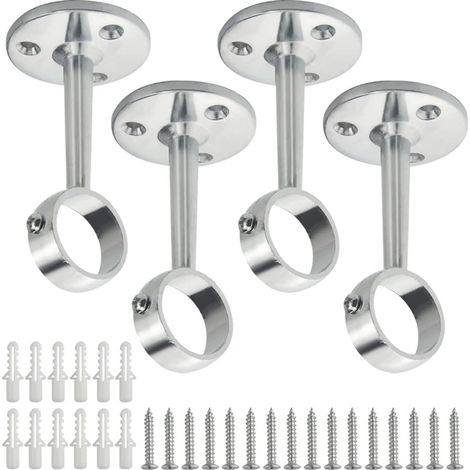 Lot de 4 Support de montage au plafond pour tringle à rideau Supports de tringle à rideau Supports de tringle à rideau Bride de rideau de 2,5 cm de diamètre Supports d'extrémité de poteau (1/5)