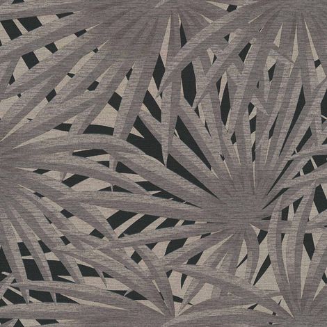 papier peint feuilles tropicales gris et noir - Livingwalls (1/7)
