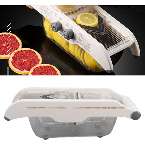 Zitronenschneider, Obst- und Gemüsereibe, multifunktionaler Gemüseschneider mit Handschutz für die heimische Küche, Obstschneider, Kartoffelschneider. (1/5)