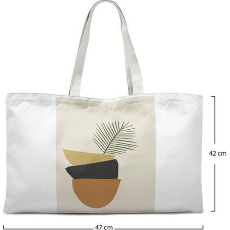 Sac shopping tote bag coton Bonamaison - 47 x 42 cm, anses longues, réutilisable et lavable (1/4)