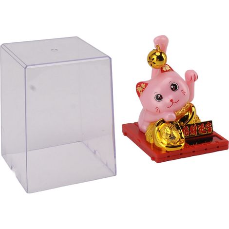 Figurine Chat Fortuné Solaire Automatique Lumière Induction - Petite Rose Décoration Intérieur/Carrosserie/Écran (1/5)