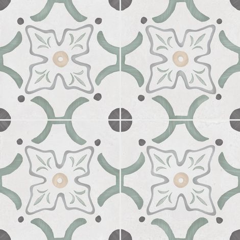 Carrelage effet Carreau ciment Sorella Vert 22,3x22,3x0,9 cm Ventoril - Sol et mur intérieur (vendu par carton de 0,65 m²) - RO'MA CARRELAGE