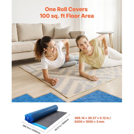 Sous Couche Parquet, 9,3 m², Sous-couche Isolante, Épaisseur 3 mm, Fibre Robuste, Film PE Imperméable, Insonorisation Anti-humidité… (1/5)