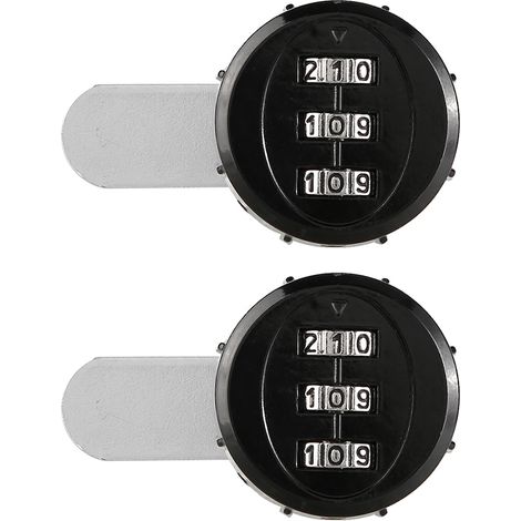 Ortviai Serrures mécaniques à combinaison 3 chiffres zinc 2pcs noir 20mm