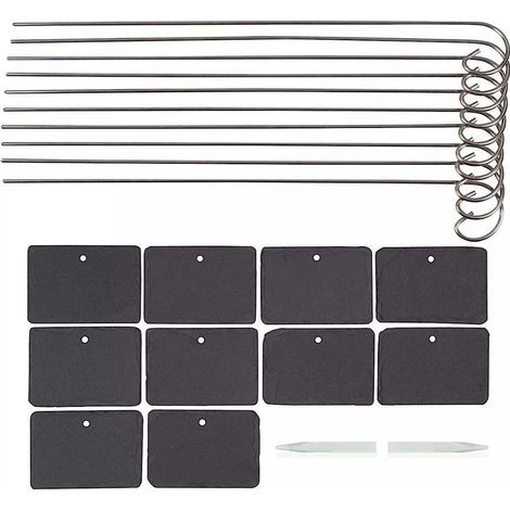 Étiquettes pour plantes en ardoise (10 pièces), marqueurs pour plantes de jardin, étiquettes pour plantes naturelles avec piquets métalliques et marqu (1/5)
