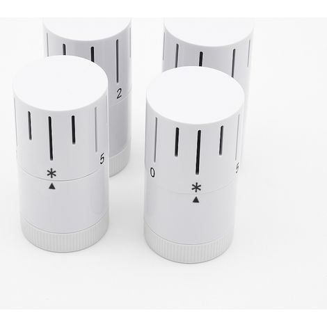 4er Set Design Thermostatkopf M 30 x 1,5 Mit Nullstellung Heizkörperventil Universal weiß (1/5)
