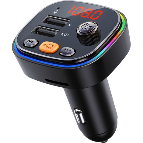 C20 Auto-MP3-Player, USB-Stick, verlustfreie HiFi-Klangwiedergabe, Hoch- und Tiefton-Equalizer, Bluetooth-FM-Transmitter für Musik im Auto – Schwarz (1/3)