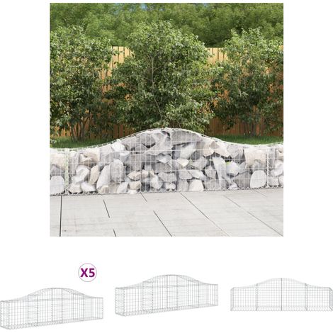 The Living Store - Gabionen mit Hochbogen 5 Stk. 200x30x40/60 cm Verzinktes Eisen (1/5)
