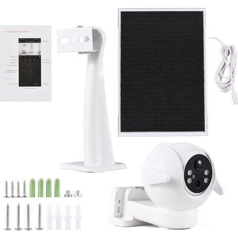 Ortviai Caméra de surveillance solaire 3 MP avec détection PIR, vision nocturne en couleur et audio bidirectionnel pour extérieur (1/5)