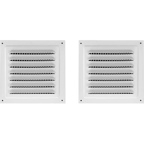 Lot de 2 grilles d'aération carrées en acier inoxydable pour grenier. soffite. portes extérieures. garage et grenier (blanc 15.2 x 15.2 cm) (1/4)