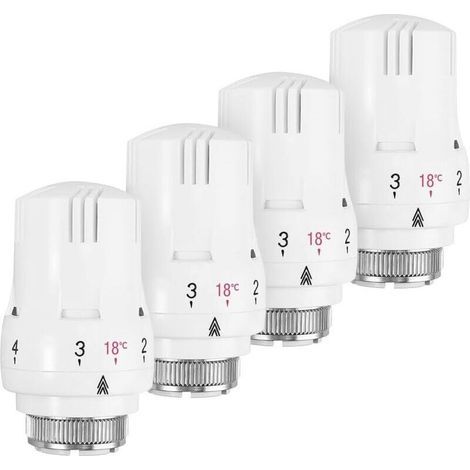 Lot de 4 têtes thermostatiques, robinets thermostatiques pour radiateur, têtes thermostatiques pour radiateur, robinets thermostatiques pour radiateur M30 x 1,5 (1/3)