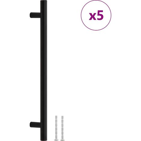 vidaXL Tiradores para armarios 5 uds acero inoxidable negro 192 mm (1/2)