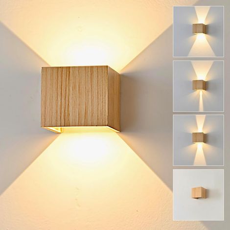 Applique Murale LED Intérieur Bois, Éclairage Mural Applique LED Blanc Chaud 3000K, Lampe Murale Vintage Up Down Luminaire Rétro pour Escalier Entrée Terrasse Dangle Salon (1/5)