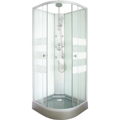 ONDEE - Cabina de ducha hidromasaje AMELIA Gris - En kit - cuarto de círculo 90cm