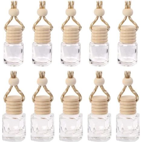 10Pcs Diffuseur Suspendu de Voiture, 5ml Bouteilles de Parfum en Verre Vide Rechargeables Transparent Diffuseur D'huiles Heerico (1/4)