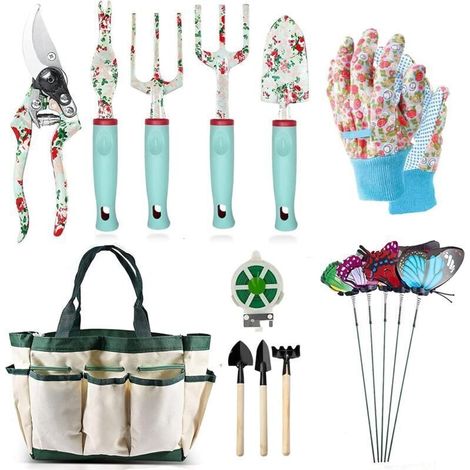 Ensemble d'Outils de Jardin 16 Pièces - Cadeau Floral avec Sécateur et Sac à Très Grande Poignée - pour Femmes et Hommes