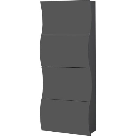 Scarpiera 4 Ante a Ribalta Onda 71x26,6x161,4 cm Finitura in Melamina Antracite Opaco (1/3)