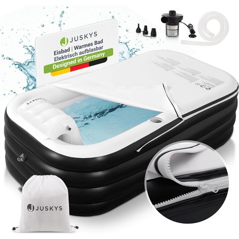 Juskys Aufblasbare Badewanne - Outdoor Wanne für Erwachsene, faltbare, mobile Eistonne mit Rückenlehne für den Balkon, Eisbad - L (1/5)