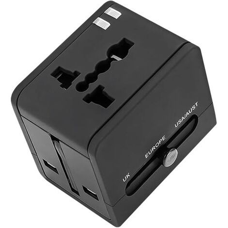 Adaptateur Prise Universelle,Adaptateur Universel de Voyage,Adaptateur Prise France vers USA UK Canada Australie Japon Adaptateur de Voyage avec 2 USB,Adaptateur Voyage adapté aux 150+ Pays (1/4)