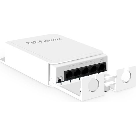 Commutateur/extendeur PoE 5 Ports pour extérieur, IEEE 802.3 AF/at/BT PoE 90 W, 10/100 Mbps, 1 PoE en 4 PoE, commutateur passthrough étanche PoE (1/5)