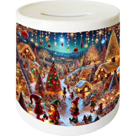 Tirelire en céramique lutins de Noël