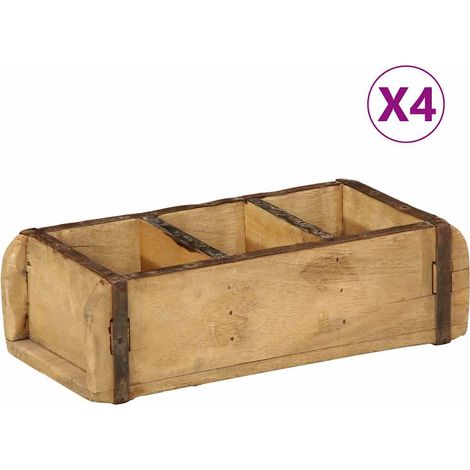 Tray with Storage 4 pcs Brown 30 x 14 x 9 cm Solid Reclaim Wood vidaXL