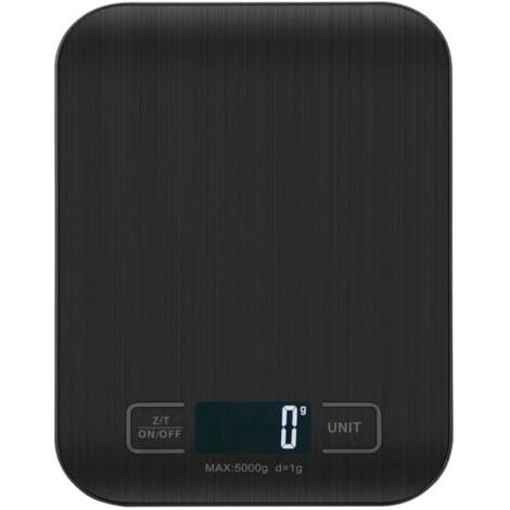 Balance De Cuisine NuméRiques, Balances NuméRiques Professionnelles 5 kg - Mesure PréCise Jusqu'à 1g,Balances De Cuisine éLectroniques Avec éCran Lcd, Fonction Tare. (Noir-5kg) (1/5)