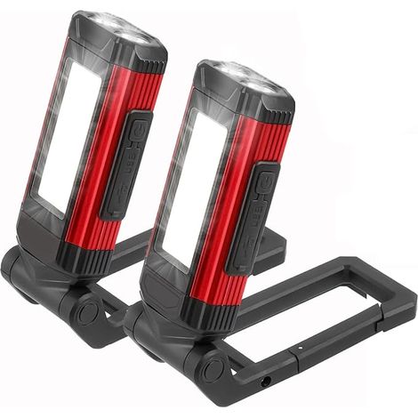 2 unidades de luz de trabajo LED recargable con base magnética, luz de inspección USB giratoria de 360°, luz de taller impermeable IPX6 para garaje, luz de inspección magnética portátil para camping y (1/5)