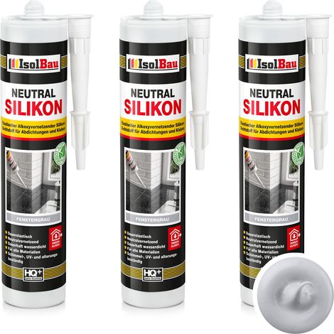 IsolBau Neutral Silicone Light Gray Neutralsilikon 3 x 300ml (1/5)