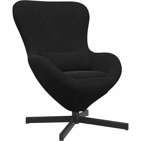 Fauteuil noir en forme d'œuf, 63 x 73 x 90 cm, velours. (1/5)