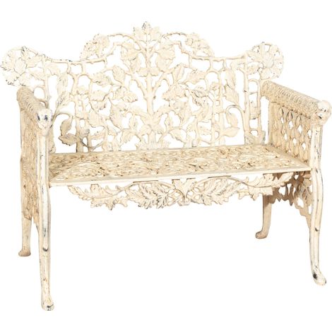 Banc de jardin en fonte 110x56x86 cm Canapé d'extérieur Banc élégant Liberty avec accoudoirs Chaise 2 places Banc en fer (1/5)