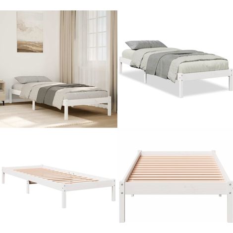 Letto Extra Lungo senza Materasso Bianco 90x210 cm in Pino - Letto extra lungo - Letto senza materasso