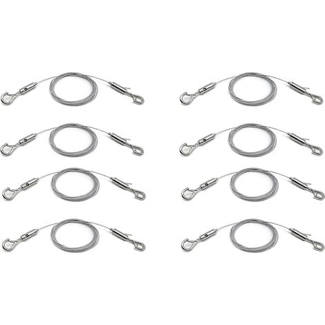 Lot de 8 câbles de suspension réglables pour tableaux, ultra-résistants, capacité de charge jusqu'à 22,7 kg (50 lbs), avec dispositif de suspension, câble en acier inoxydable de 2 m x 1,5 mm - JBMEDIA (1/4)