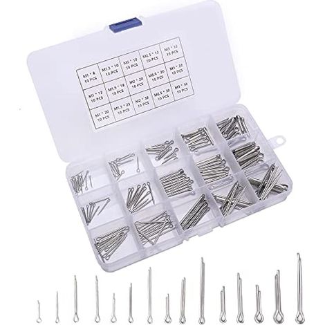 150 Pièces Goupilles Fendues Assortiment Kit, 15 Tailles Goupilles Fendues en Acier Inoxydable avec Boîte en Plastique, pour L'automobile, la Mécanique, le Garage Automobile, L'atelier (1/4)