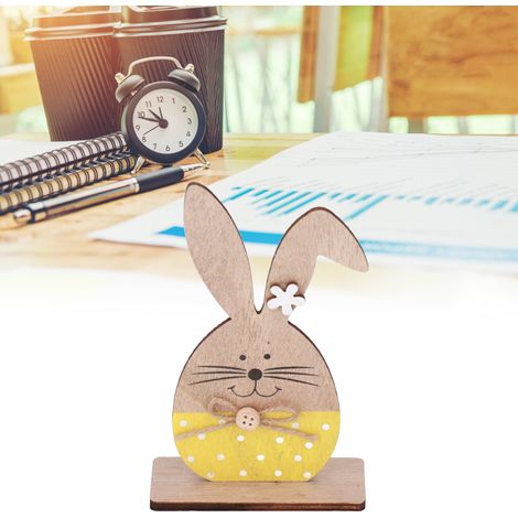 Niedliche nordische Schreibtischdekoration aus Holz in Hasenform – ideal für Zuhause, Büro oder Kindergarten 【Einzigartiges Design】 【Material: Buchsbaum】 【Maße ca.: 9 x 3,5 x 15 cm】 【Sockel + Hase】