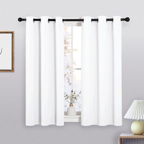 Lot de 2 rideaux occultants thermiques blancs pour chambre, salon et bureau, protection de l'intimité, 86,4 x 114,3 cm (1/5)
