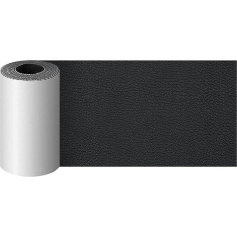 Simili Cuir Autocollant Kit de réparation de Cuir Auto-adhésif Extra Large découpable pour canapé, siège de Voiture, Vestes de Moto, Articles en Cuir,Noir,3×60inch(7.6x152cm) (1/5)