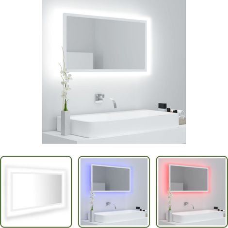 vidaXL RGB Spiegel - LED-Badspiegel Weiß 80x8,5x37 cm Acryl (1/5)
